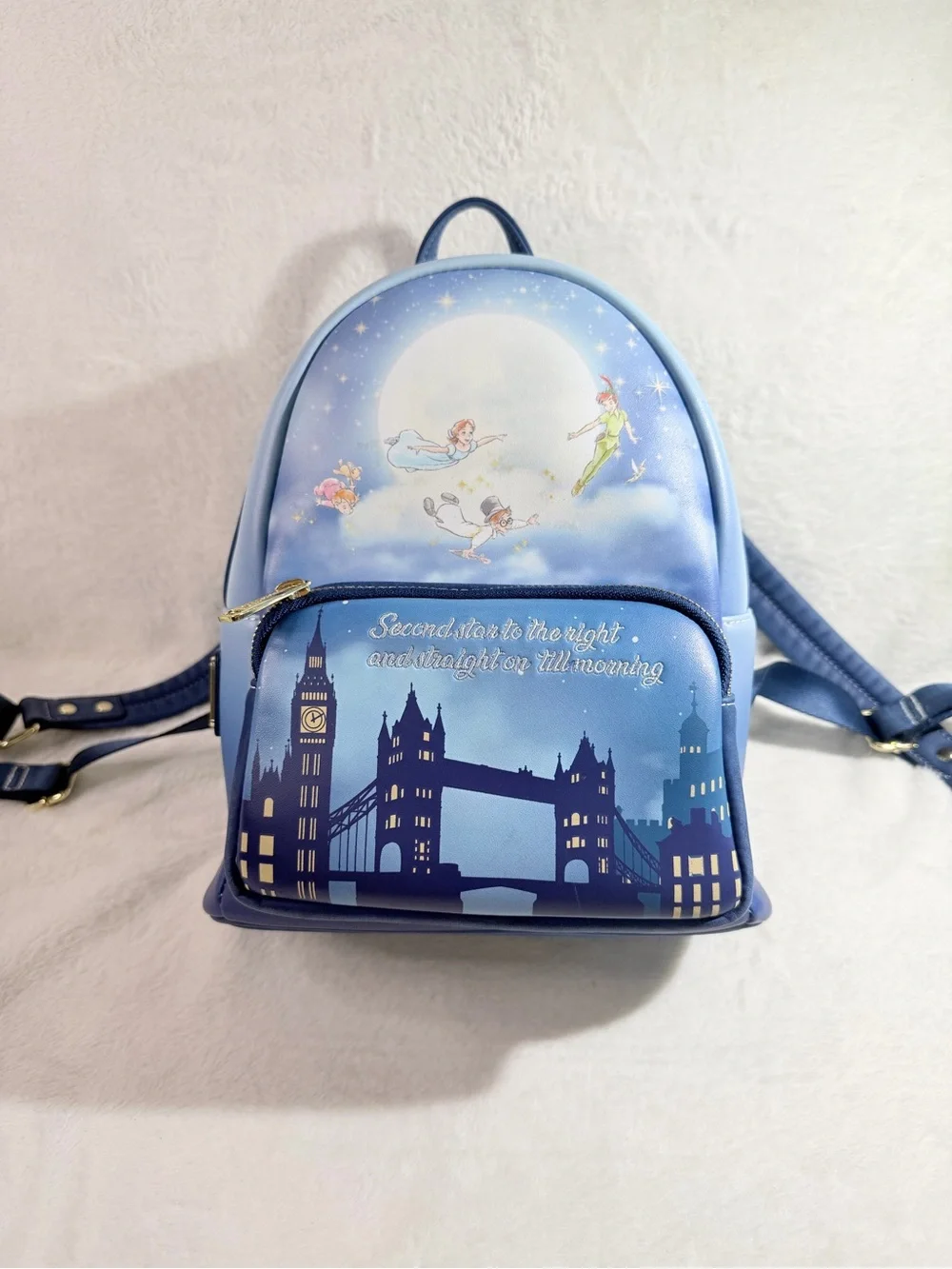 Loungefly Disney Peter Pan You Can Fly Mini Backpack Blue Rare Hard to Find